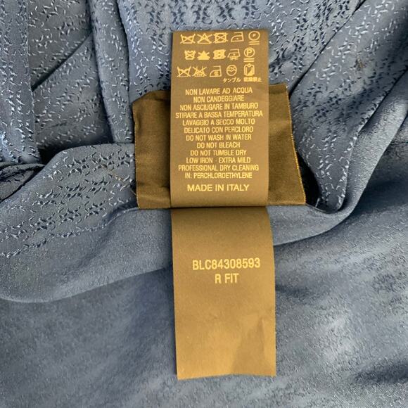 BILLIONAIRE COUTURE Size XL Blue Jacquard Silk Button Up Long Sleeve Shirt - Picture 8 of 8